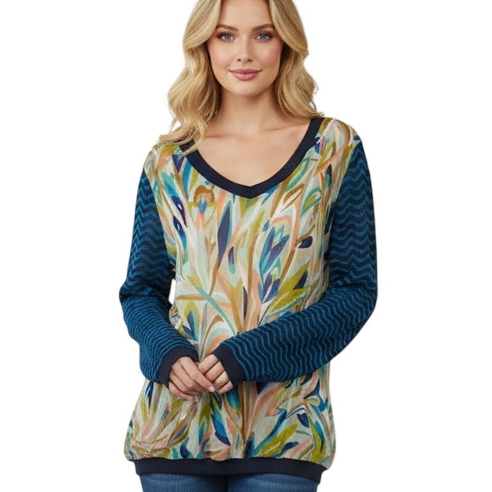 Missoni Target Artsy Chiffon Chevron Knit Sweater Top Womens Medium Mixed Media